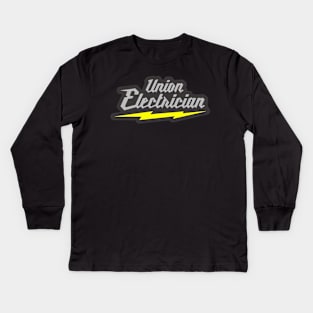Union Electrician Kids Long Sleeve T-Shirt